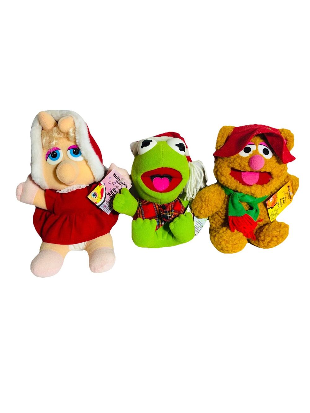 Vintage 1988 McDonalds Muppet Babies Christmas Plush Lot 1987 Kermit Fozzie